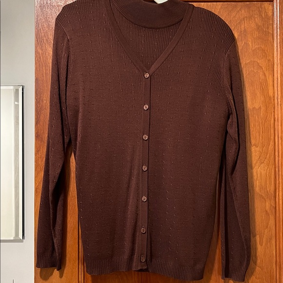 Cosmopolitan New York 2 Piece Twin Cardigan Sweater Set Size S Brown - Picture 3 of 10